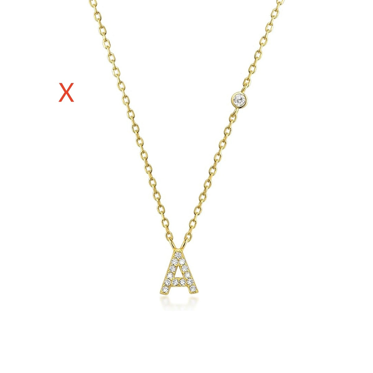 Fashion Jewelry Luxury Gold Color A-Z 26 Letters Necklace CZ Pendant