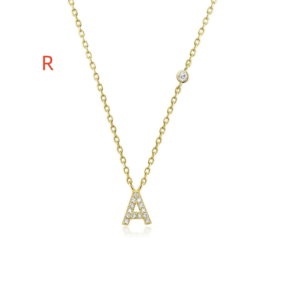 Fashion Jewelry Luxury Gold Color A-Z 26 Letters Necklace CZ Pendant